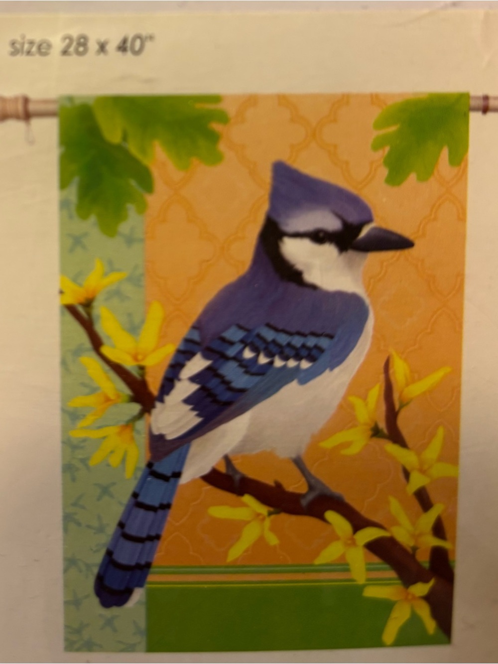 Premier Designs Blue Jay Decorative Garden Flag in Blue, Yellow, Green